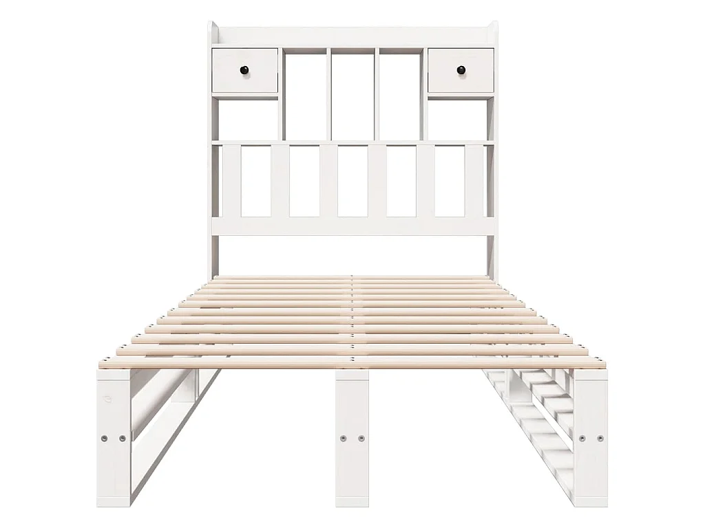 Cama con estantería sin colchón madera maciza blanca 75x190 cm