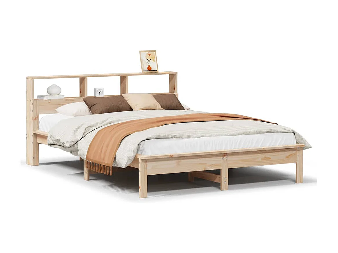 Lit bibliothèque sans matelas 120x200 cm bois de pin massif