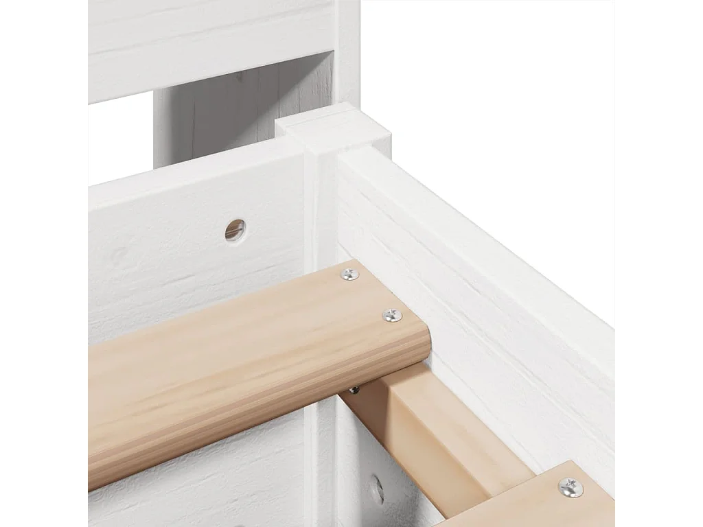 Lit bibliothèque sans matelas blanc 160x200 cm bois pin massif