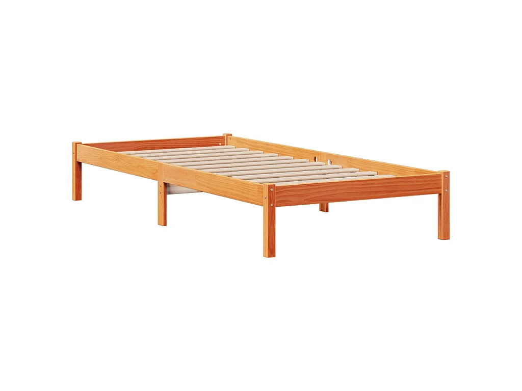 Lit bibliothèque sans matelas cire marron 100x200 cm pin massif