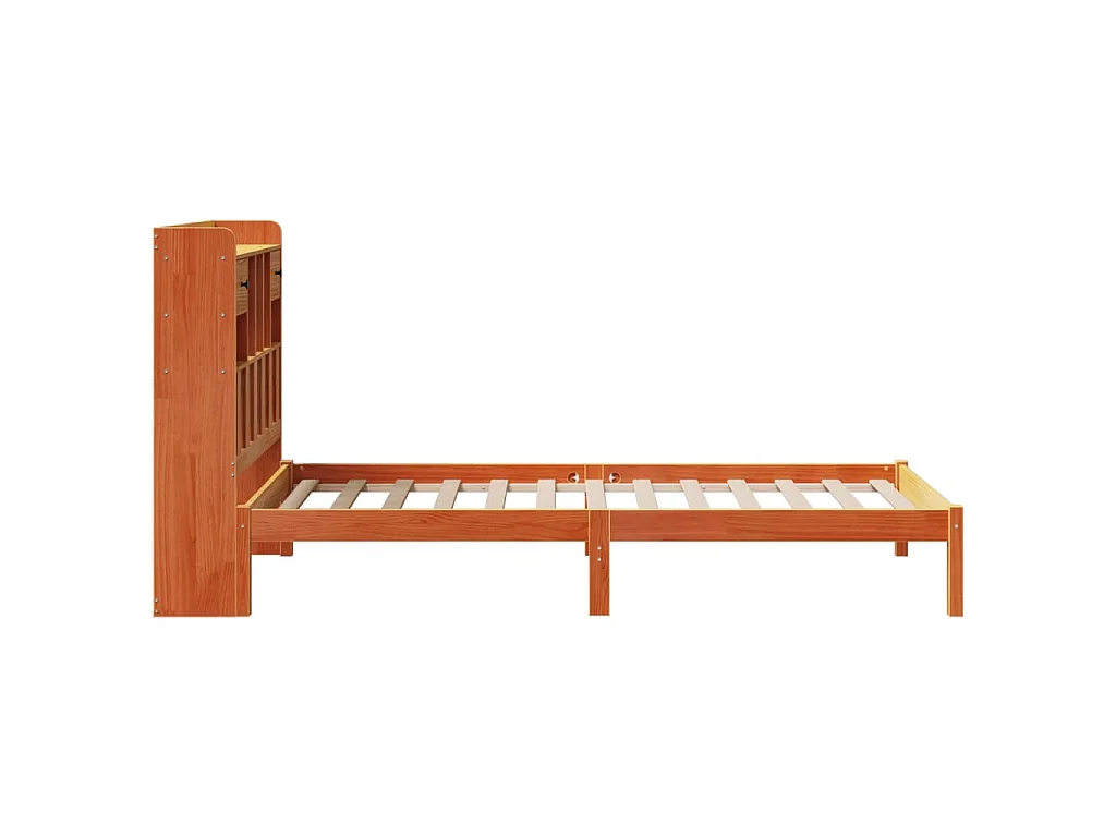 Lit bibliothèque sans matelas cire marron 100x200 cm pin massif