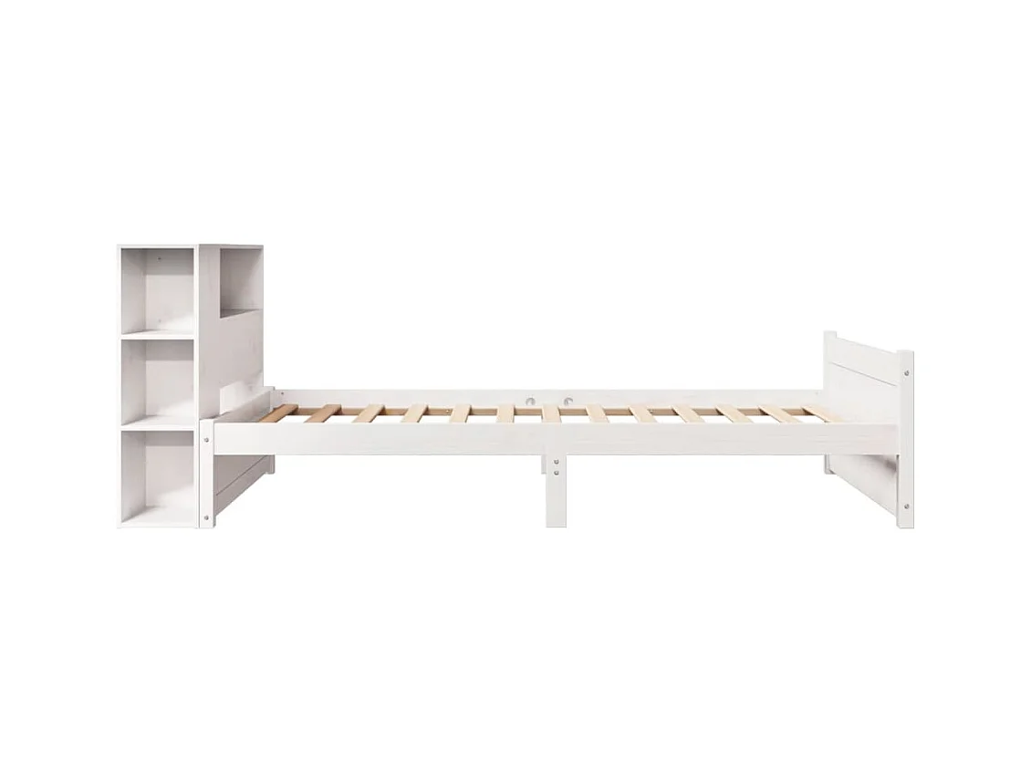 Lit bibliothèque sans matelas blanc 75x190cm bois de pin massif