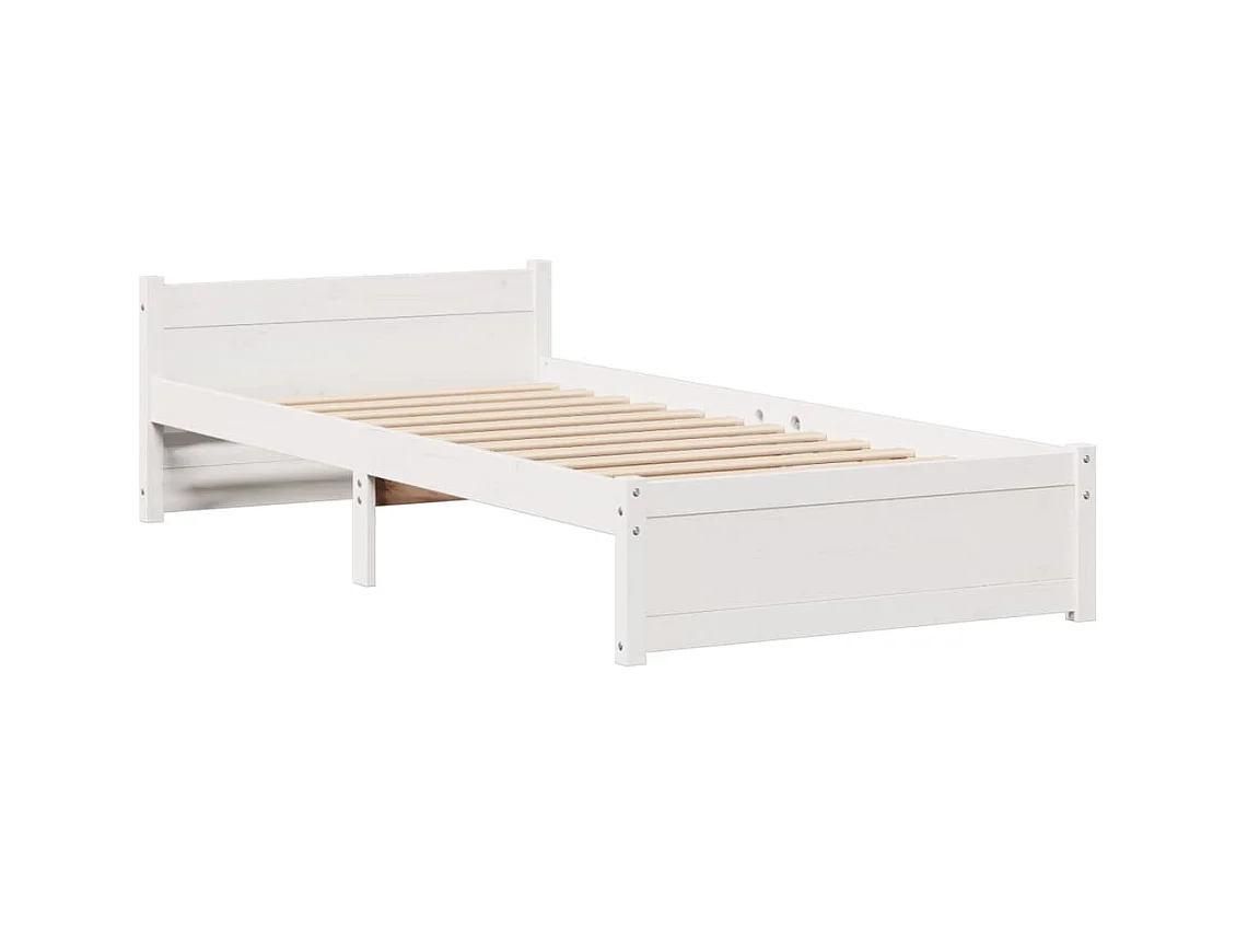 Lit bibliothèque sans matelas blanc 75x190cm bois de pin massif