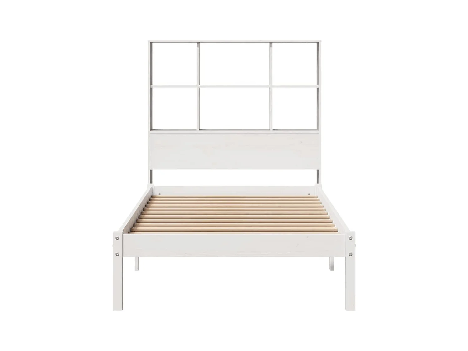 Lit bibliothèque sans matelas blanc 90x190cm bois de pin massif