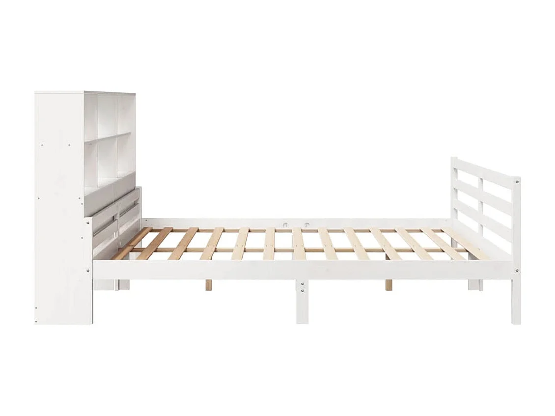Cama com estante sem colchão 180x200 cm pinho maciço branco