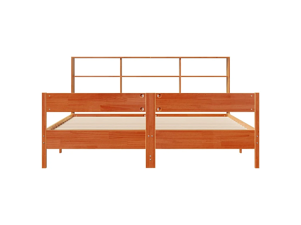 Letto Libreria senza Materasso Marrone Cera 180x200 cm in Pino
