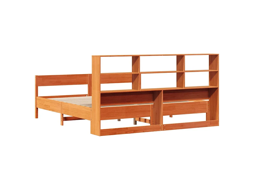 Letto Libreria senza Materasso Marrone Cera 180x200 cm in Pino