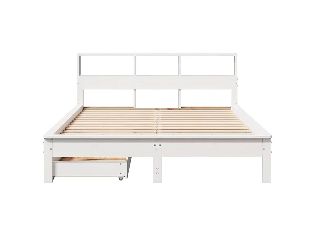 Cama com estante sem colchão 150x200 cm pinho maciço branco