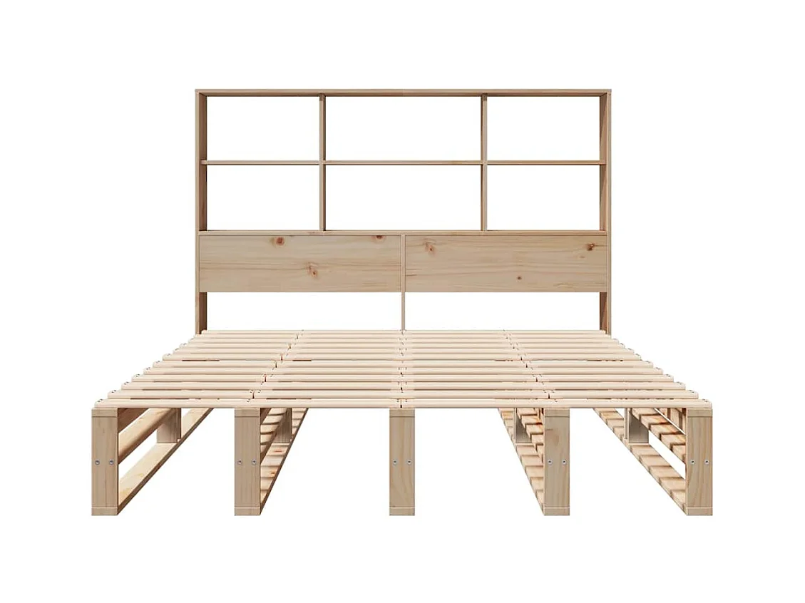 Lit bibliothèque sans matelas 140x190 cm bois massif