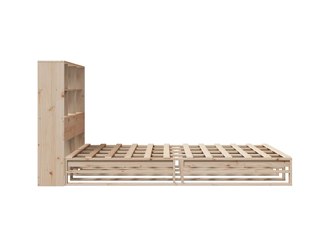 Lit bibliothèque sans matelas 140x190 cm bois massif