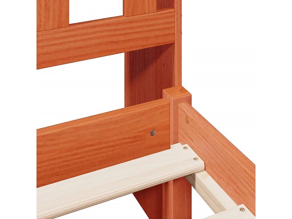 Cama com estante sem colchão 75x190cm pinho maciço castanho-mel