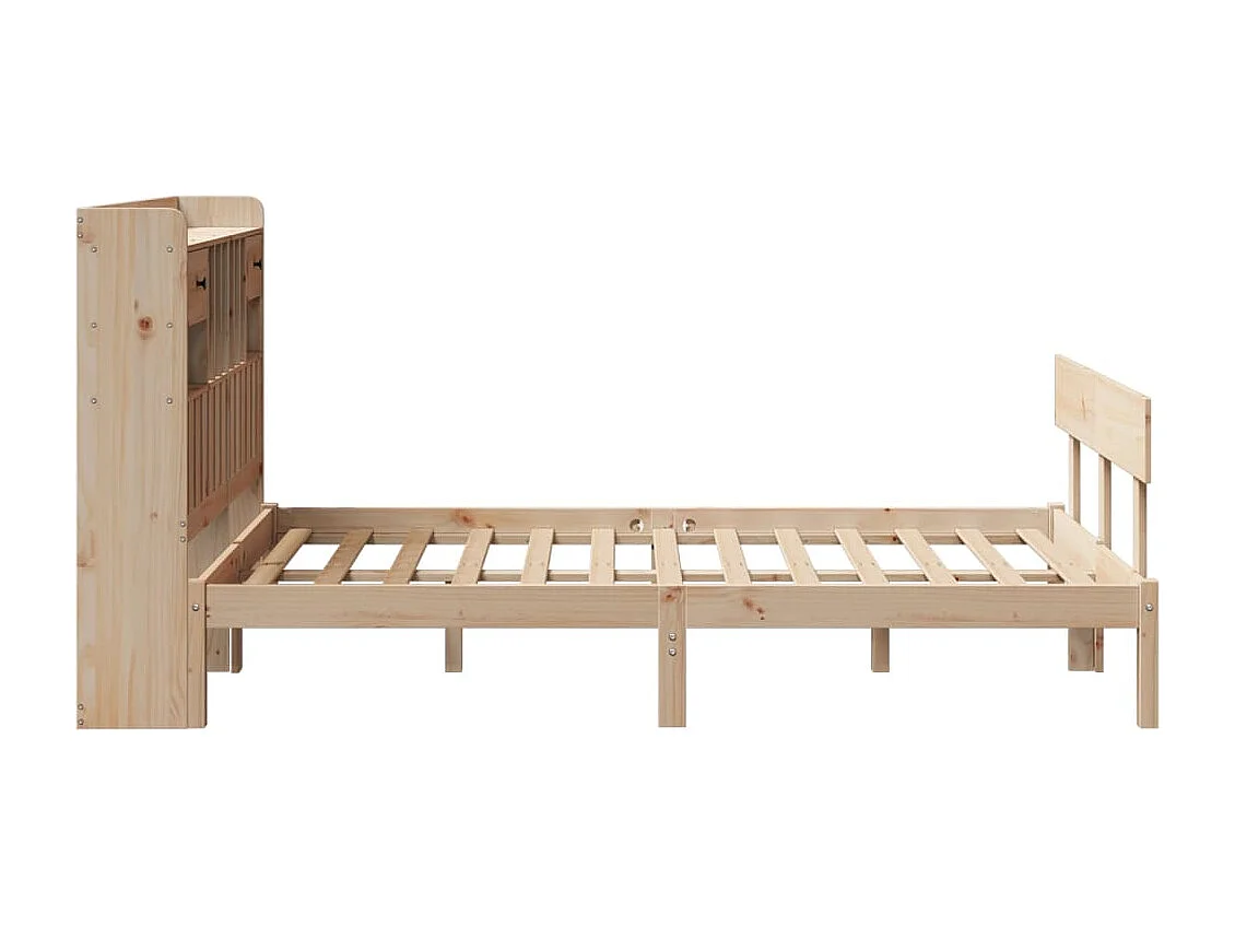 Lit bibliothèque sans matelas 135x190 cm bois de pin massif