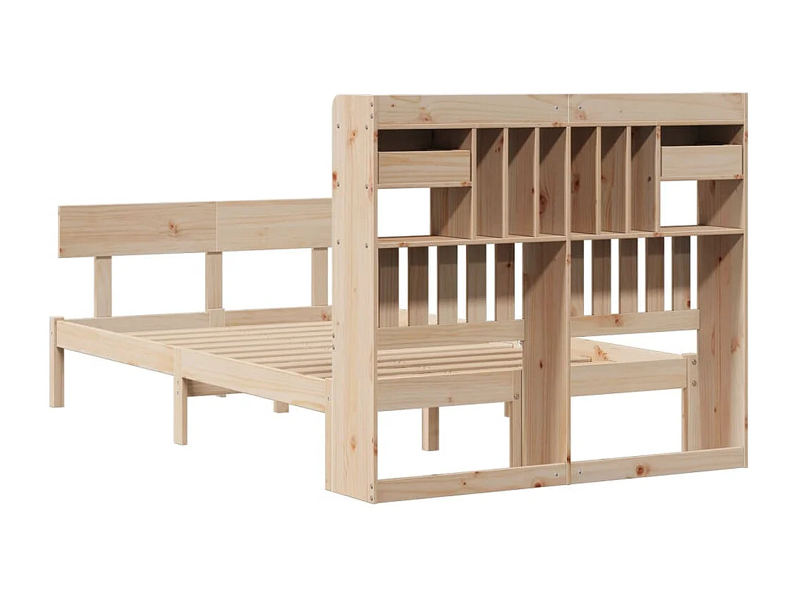 Lit bibliothèque sans matelas 135x190 cm bois de pin massif