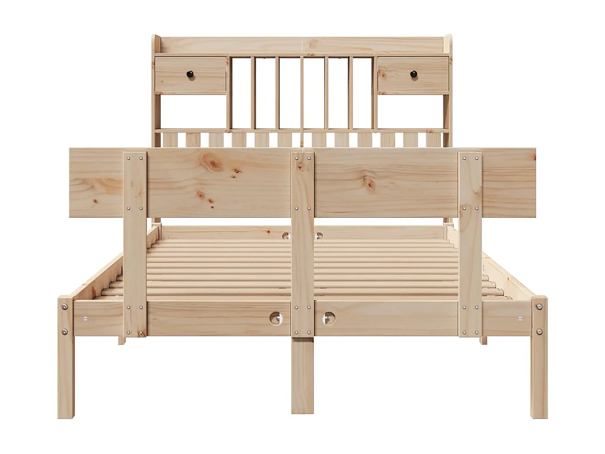 Massivholzbett mit Regal ohne Matratze 135x190 cm Kiefernholz