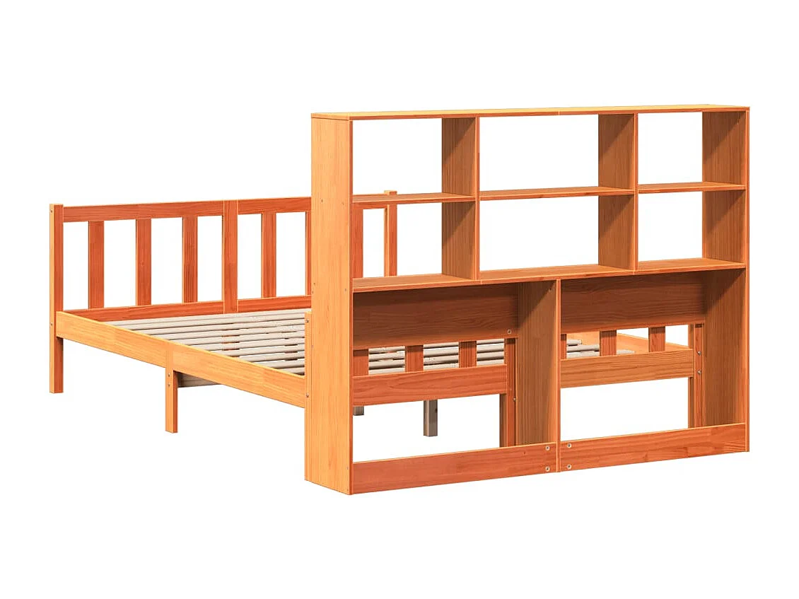 Letto Libreria senza Materasso Marrone Cera 150x200 cm Legno
