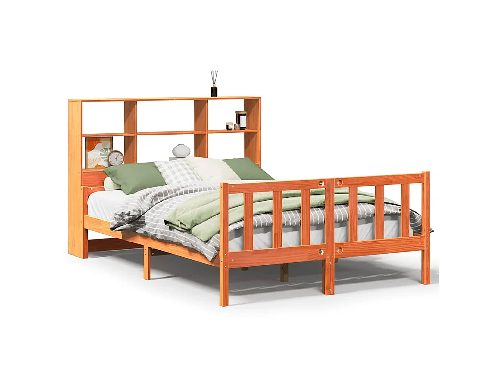 Letto Libreria senza Materasso Marrone Cera 150x200 cm Legno