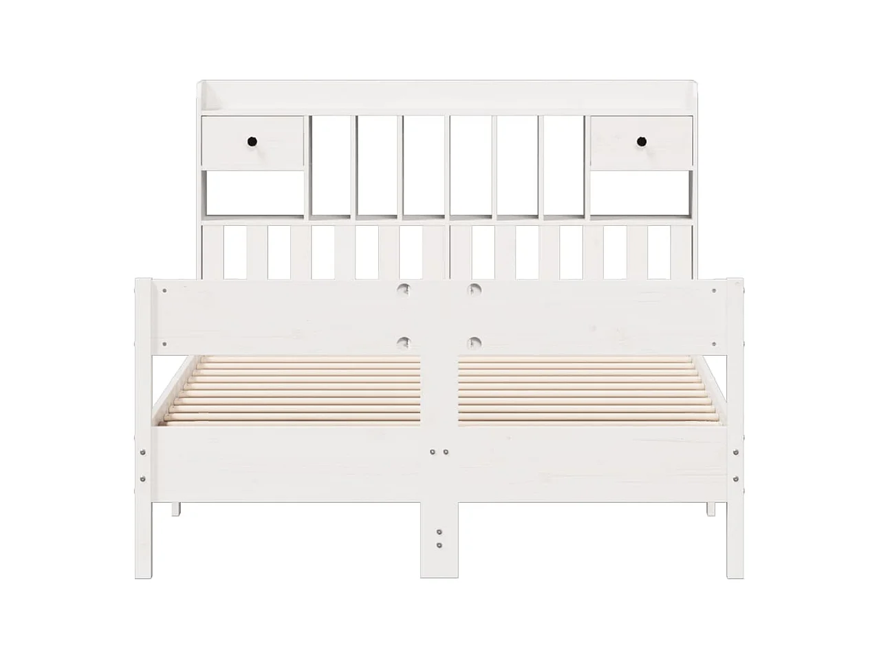 Lit bibliothèque sans matelas blanc 140x200 cm bois pin massif