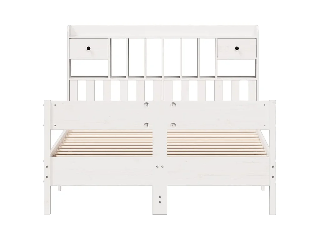 Bed met boekenkast zonder matras grenenhout wit 140x200 cm