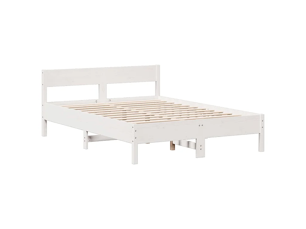 Bed met boekenkast zonder matras grenenhout wit 140x200 cm