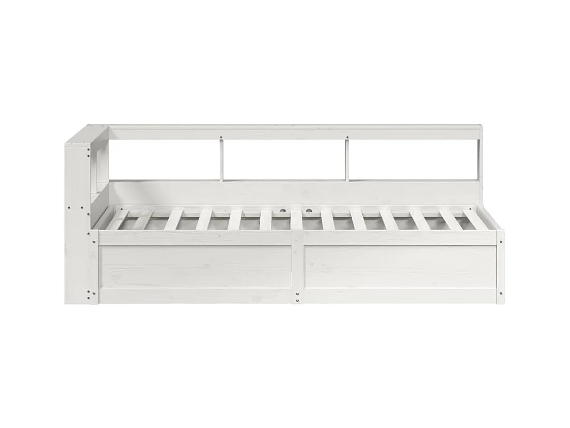 Cama con estantería sin colchón madera maciza blanco 90x200 cm
