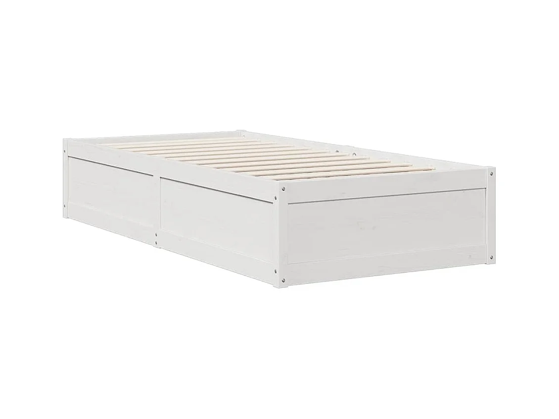 Cama con estantería sin colchón madera maciza blanco 90x200 cm