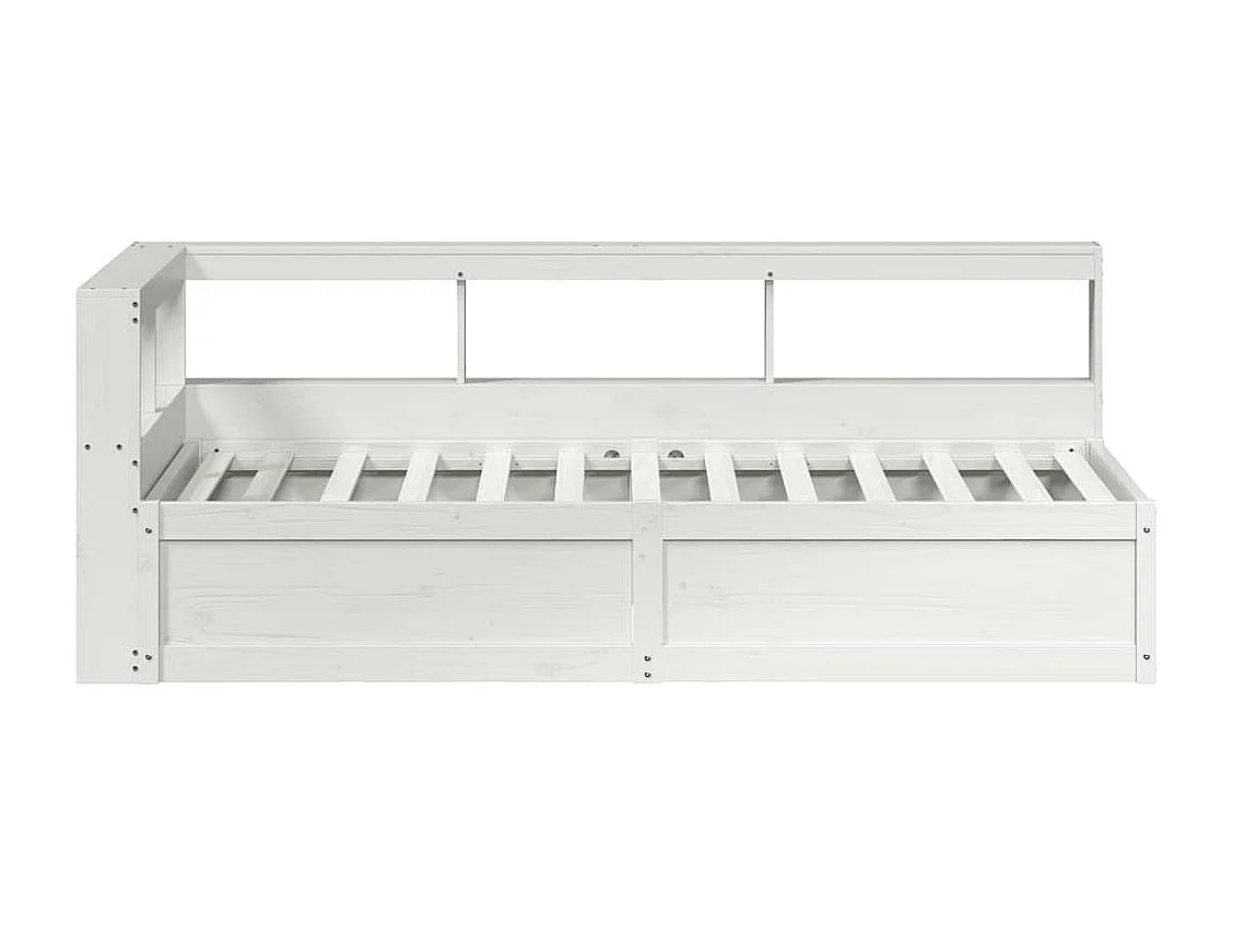 Lit bibliothèque sans matelas blanc 90x200cm bois de pin massif