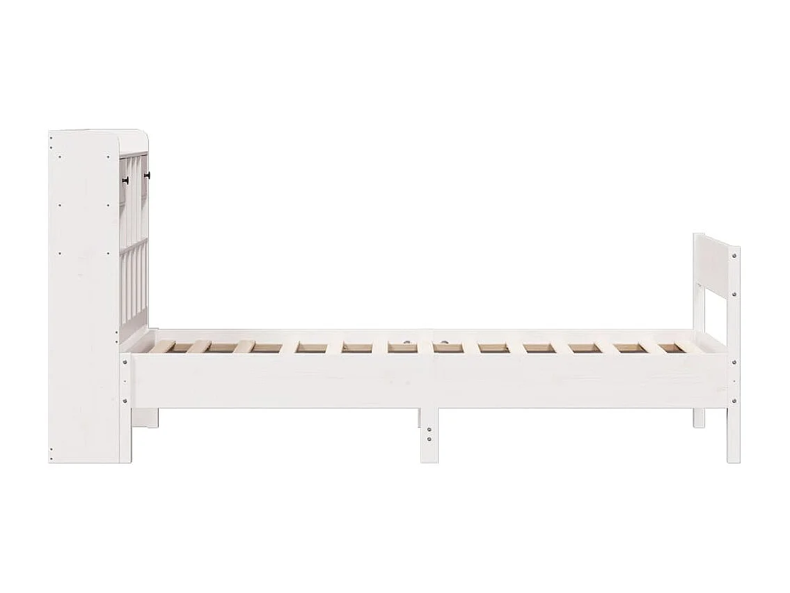 Lit bibliothèque sans matelas blanc 90x200cm bois de pin massif