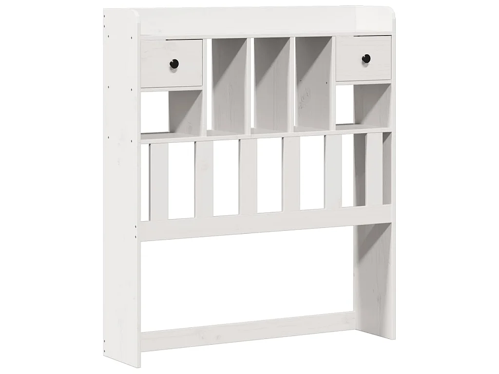 Lit bibliothèque sans matelas blanc 90x200cm bois de pin massif