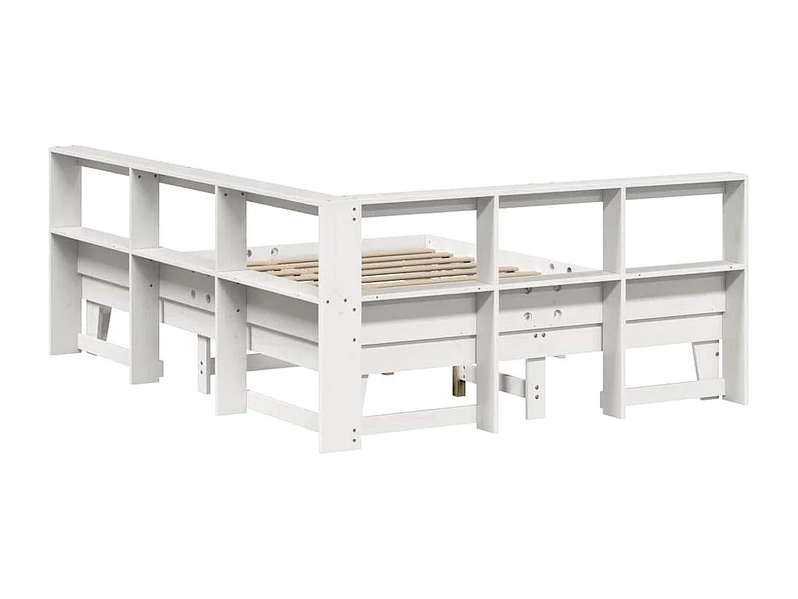 Lit bibliothèque sans matelas blanc 150x200 cm bois pin massif