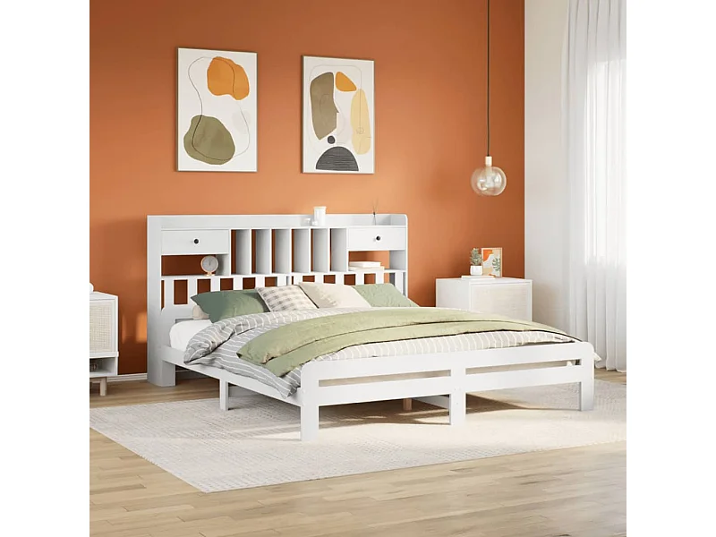 Giroletto con Libreria senza Materasso 180x200 cm in Legno Pino