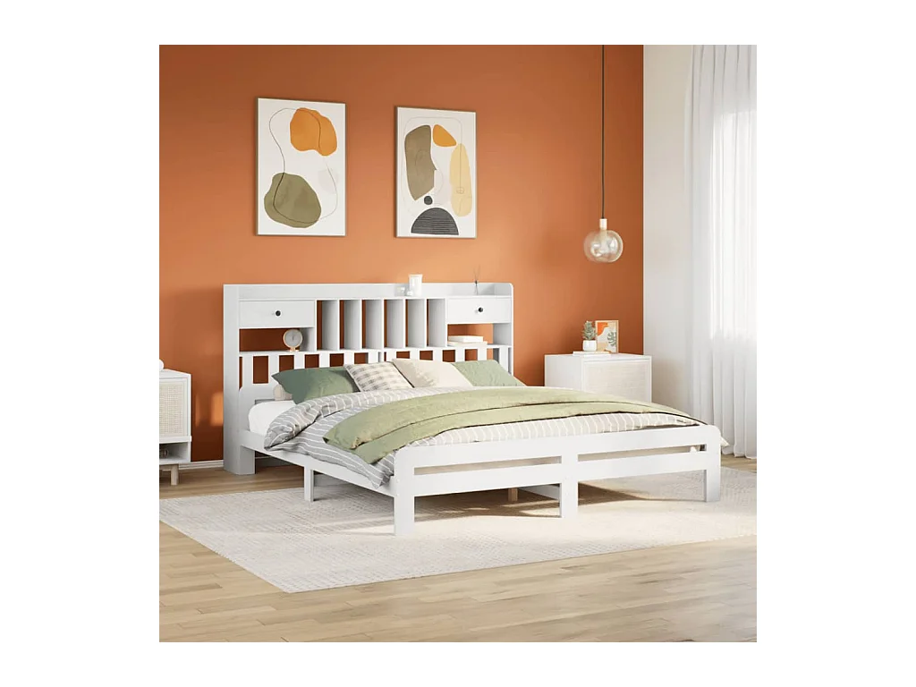 Giroletto con Libreria senza Materasso 180x200 cm in Legno Pino