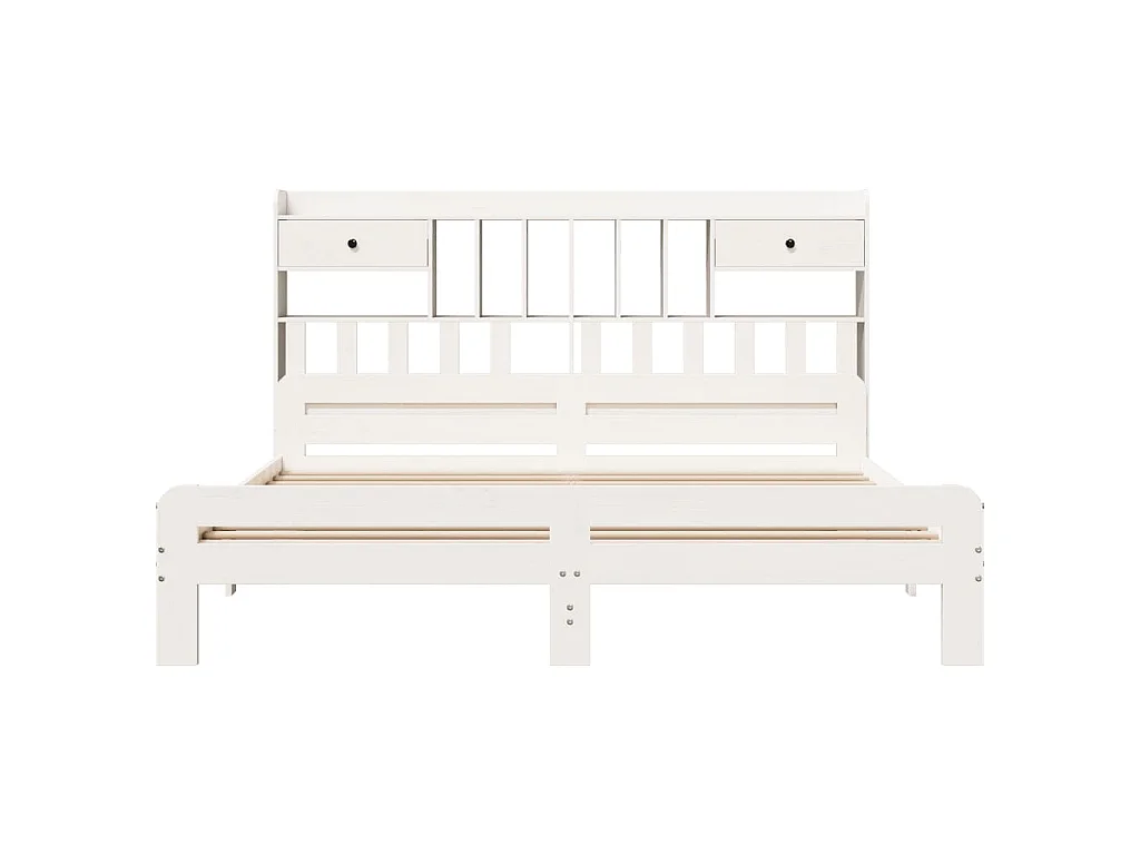 Lit bibliothèque sans matelas blanc 180x200 cm bois pin massif