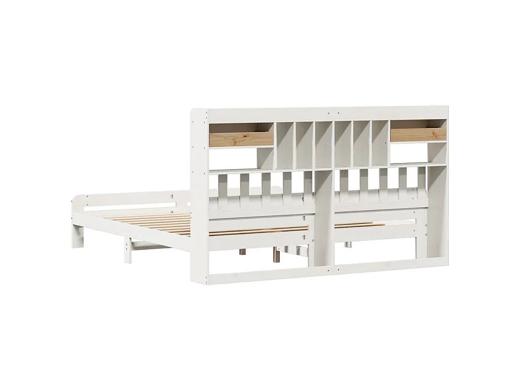 Lit bibliothèque sans matelas blanc 180x200 cm bois pin massif