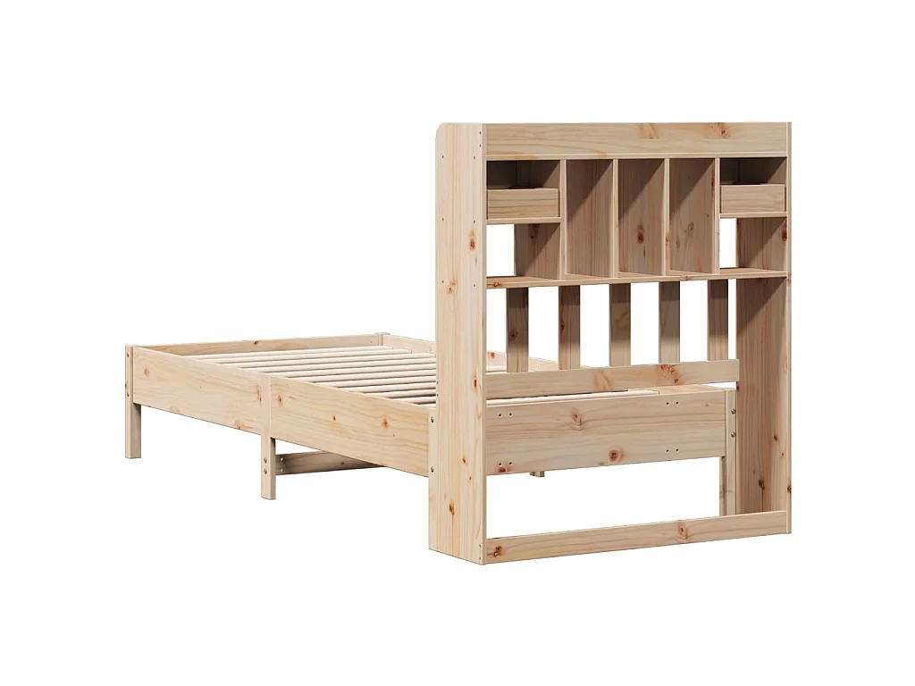 Giroletto con Libreria senza Materasso 75x190 cm in Legno Pino