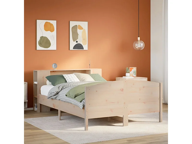 Letto Libreria senza Materasso 140x200 cm in Legno di Pino