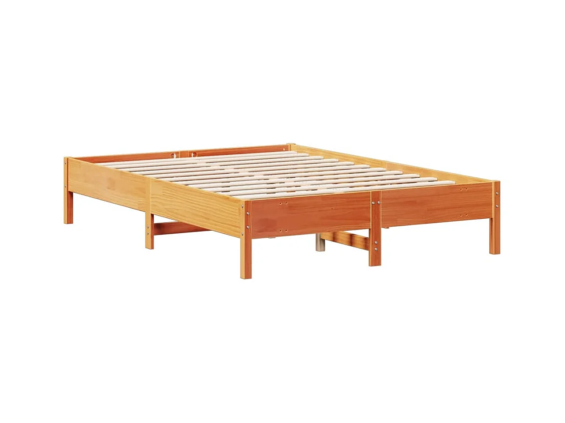 Massivholzbett mit Regal ohne Matratze Wachsbraun 150x200 cm