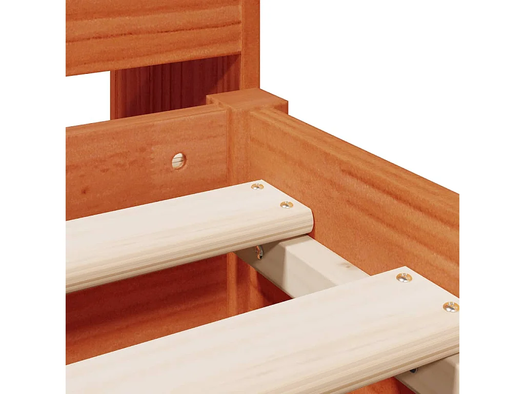 Lit bibliothèque sans matelas cire marron 150x200 cm pin massif