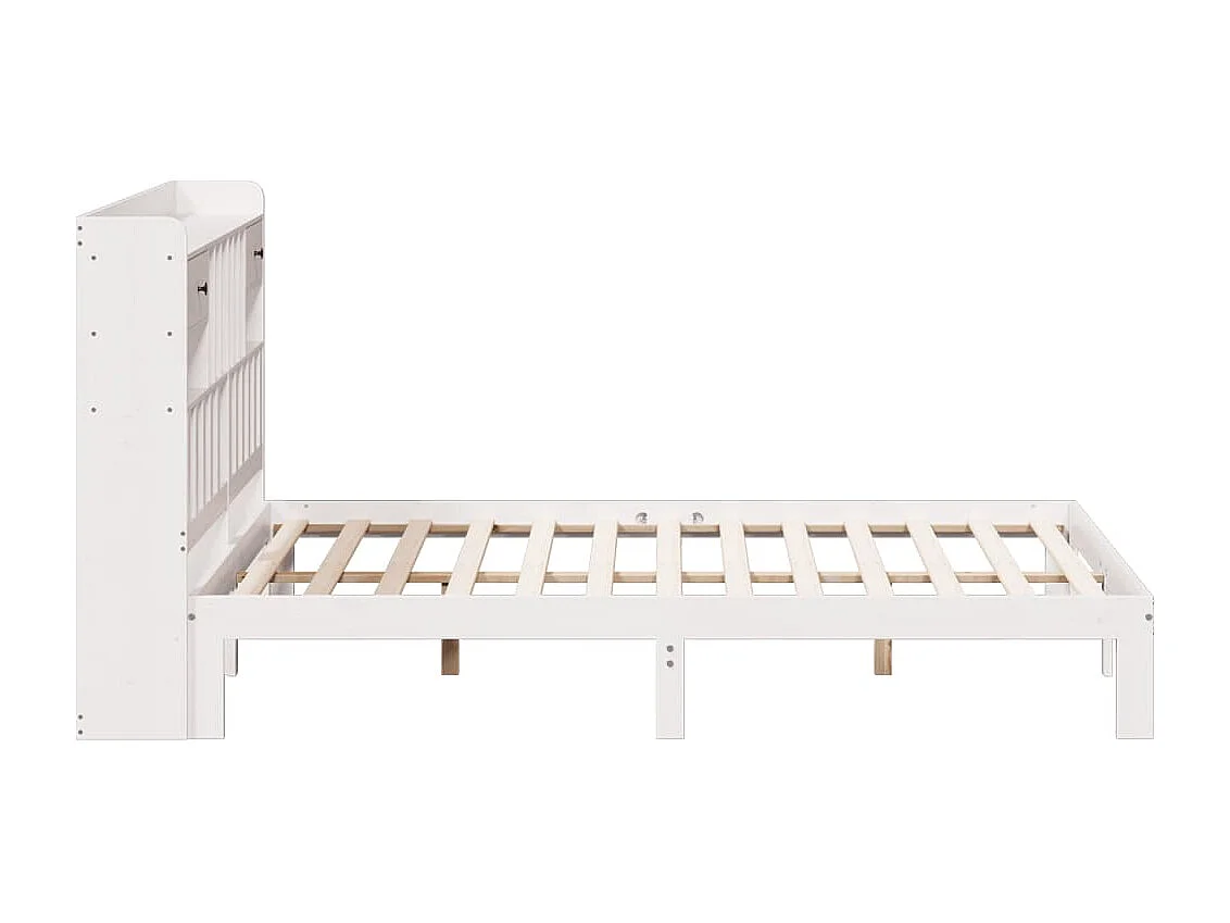Lit bibliothèque sans matelas blanc 180x200 cm bois pin massif
