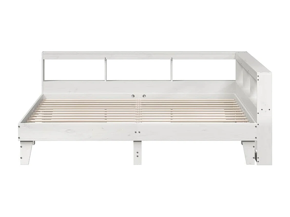 Bed met boekenkast zonder matras grenenhout wit 180x200 cm