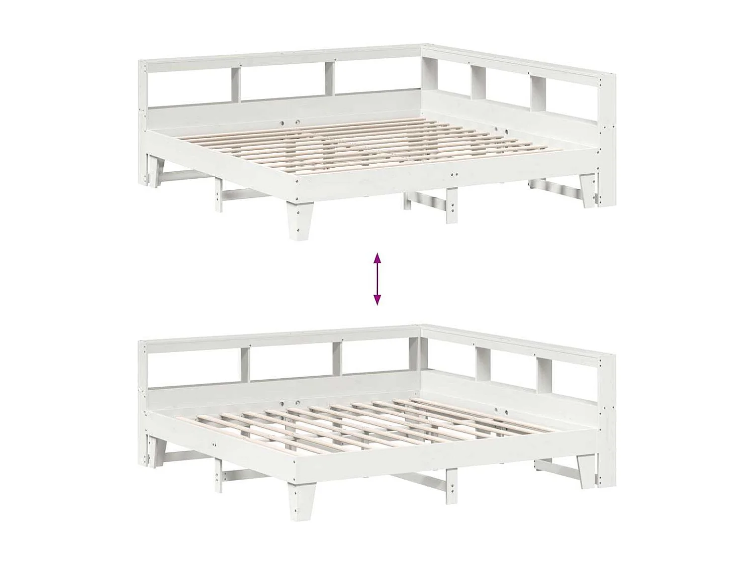 Bed met boekenkast zonder matras grenenhout wit 180x200 cm