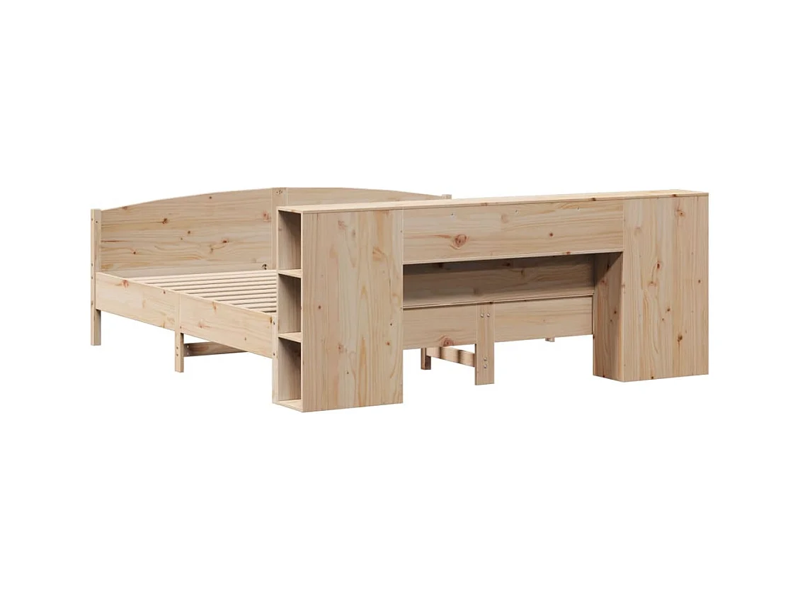Lit bibliothèque sans matelas 180x200 cm bois massif de pin