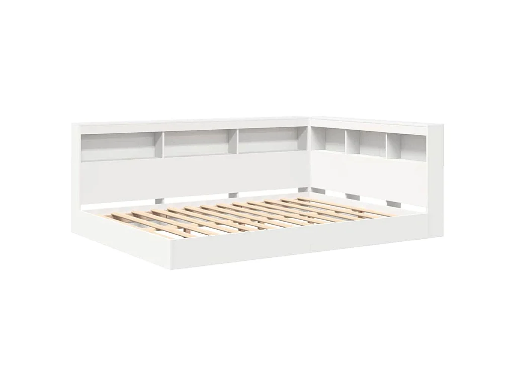 Boekenkast Bed met plank Wit 160 x 200 cm Bewerkt hout