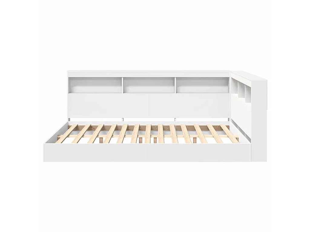 Boekenkast Bed met plank Wit 160 x 200 cm Bewerkt hout