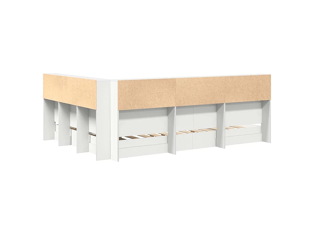 Boekenkast Bed met plank Wit 160 x 200 cm Bewerkt hout