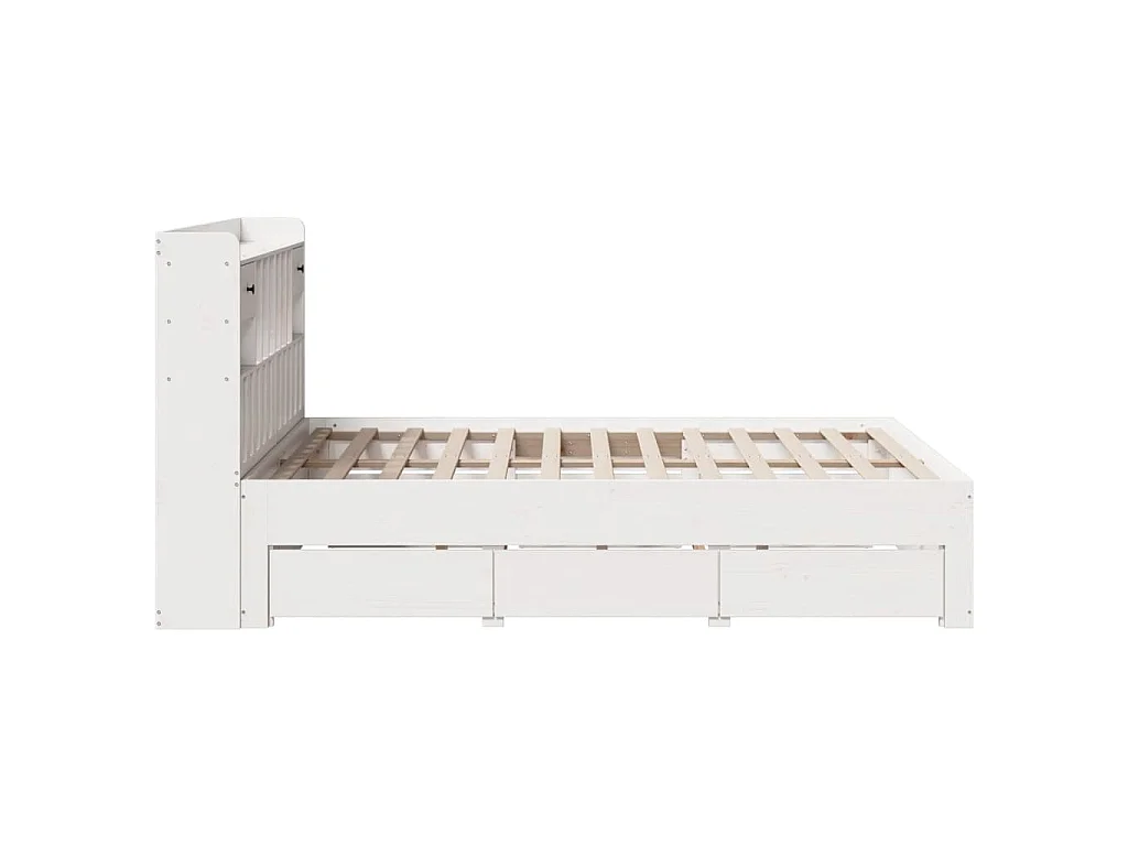 Letto Libreria senza Materasso Bianco 150x200 cm Legno di Pino