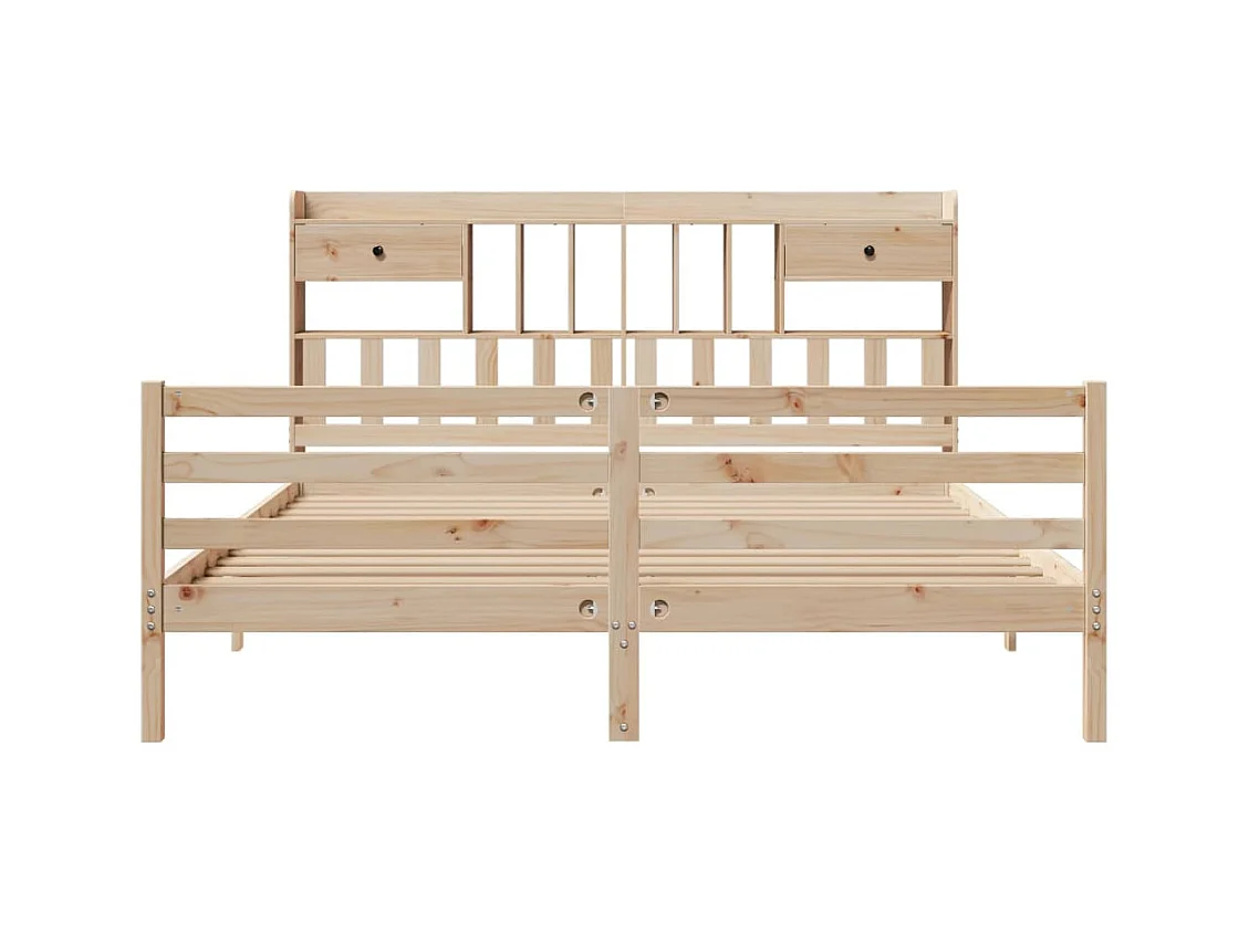 Lit bibliothèque sans matelas 180x200 cm bois massif de pin