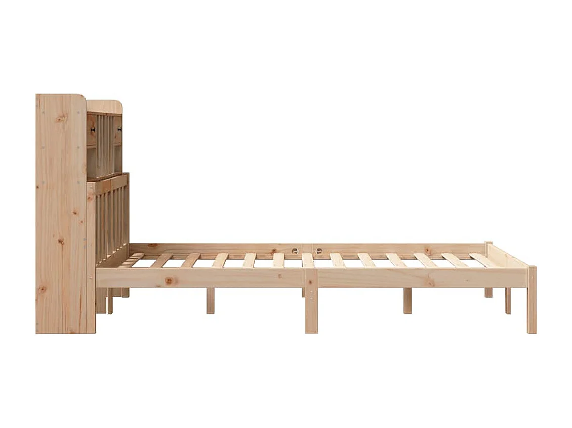Massivholzbett mit Regal ohne Matratze 135x190 cm Kiefer