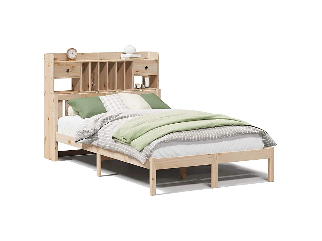 Cama com estante sem colchão 135x190 cm pinho maciço