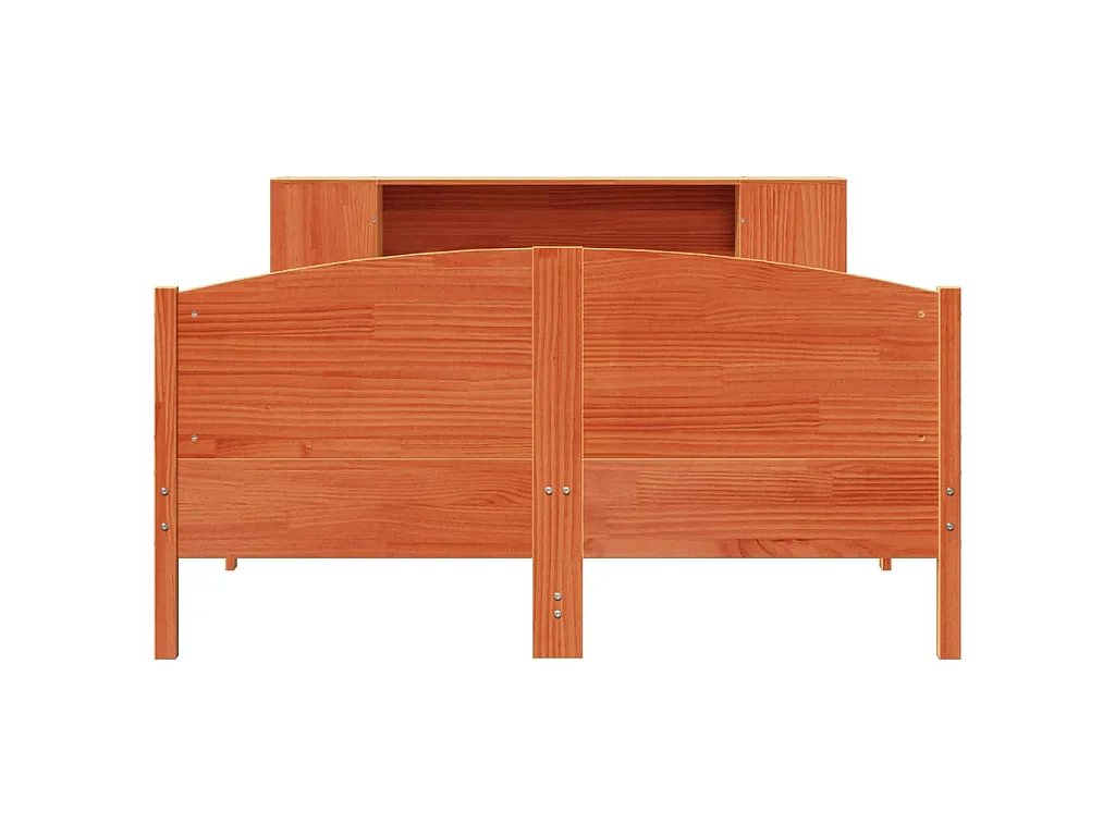 Lit bibliothèque sans matelas cire marron 150x200 cm pin massif
