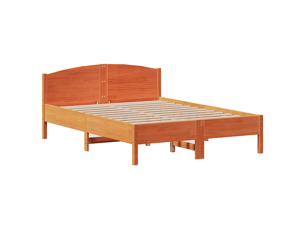 Lit bibliothèque sans matelas cire marron 150x200 cm pin massif